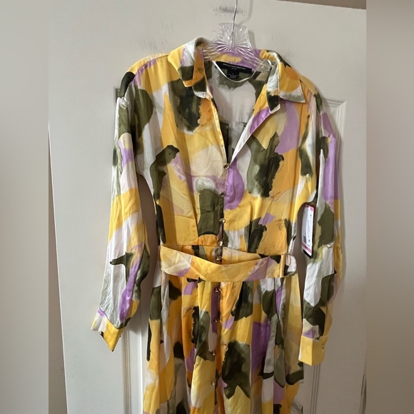 French Connection Multicolor Abstract Print Women's Shirt Dress Size Small - Picture 12 of 16